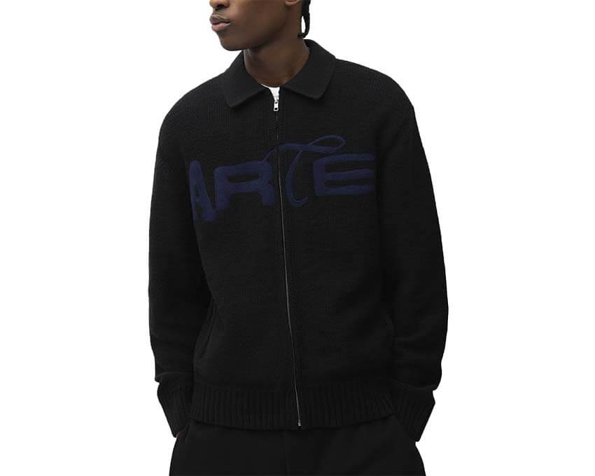 Arte Stencil Zip Cardigan "Black"