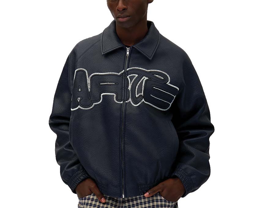 Arte Big logo Leather Jacket "Navy"