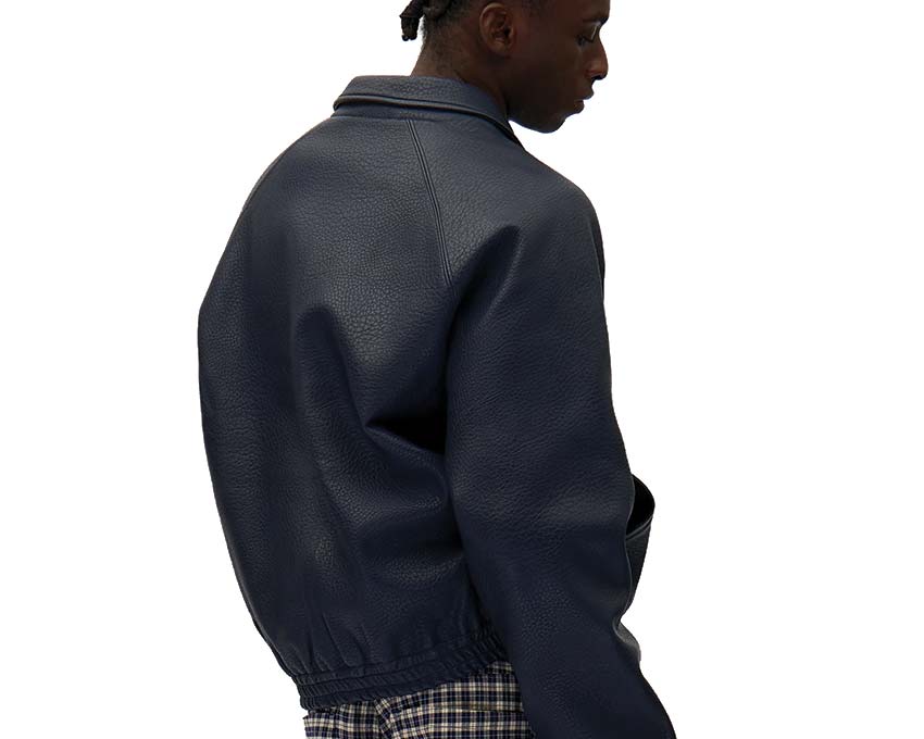 Arte Big logo Leather Jacket "Navy"