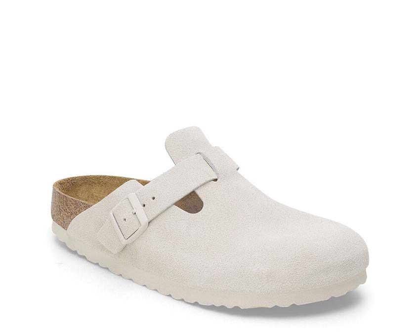 Birkenstock Boston Suede BS Soft Footbed "Antique White"
