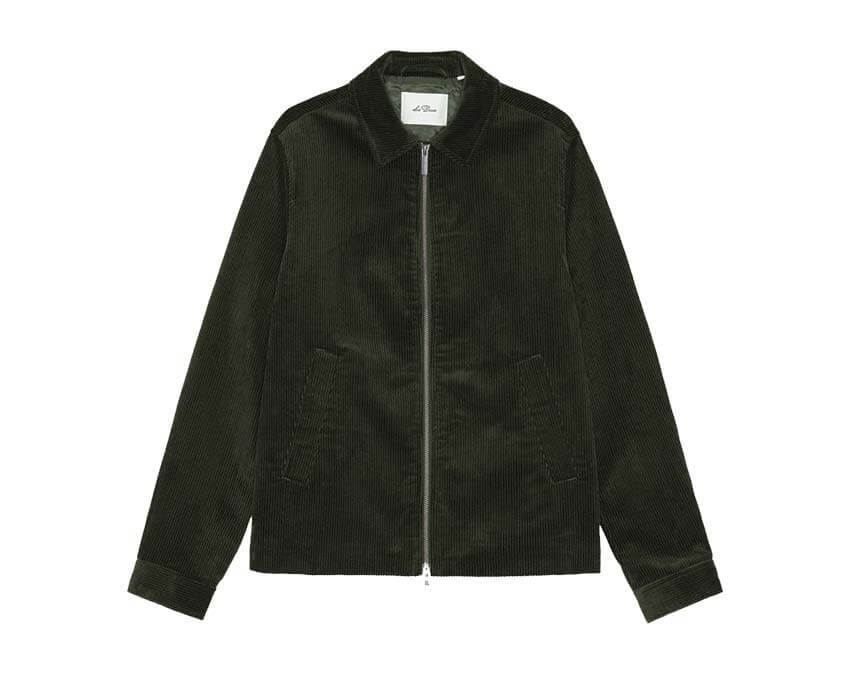 Les Deux Corduroy Zipper Coach Jacket "Rosin Green"
