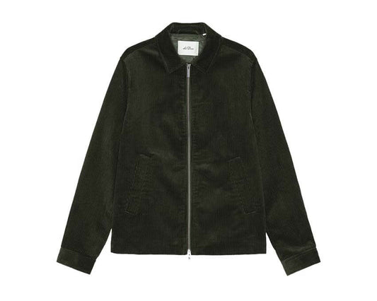 Les Deux Corduroy Zipper Coach Jacket "Rosin Green"