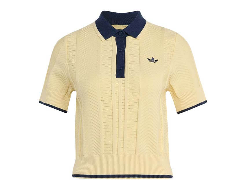 Adidas Cable Knit Cali Tee Polo "Warm Vanilla"