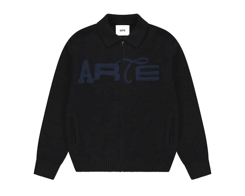 Arte Stencil Zip Cardigan "Black"