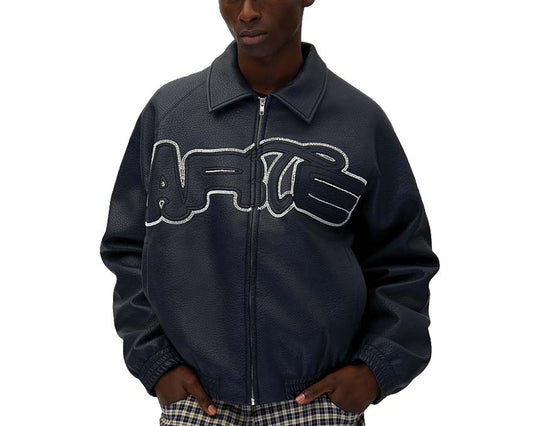 Arte Big logo Leather Jacket "Navy"