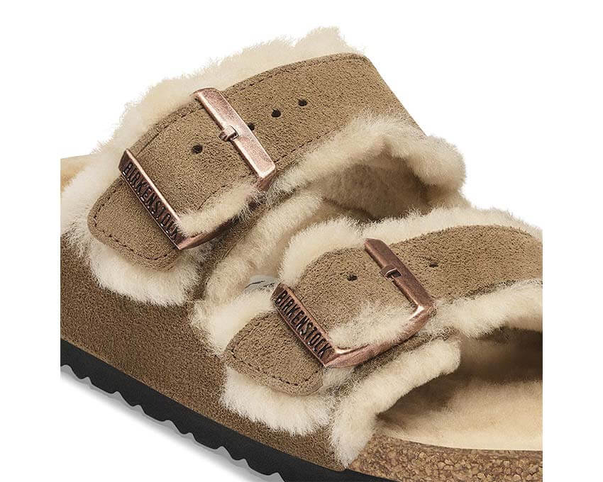 Birkenstock Arizona Shearling Suede Leather "Dark Tea"