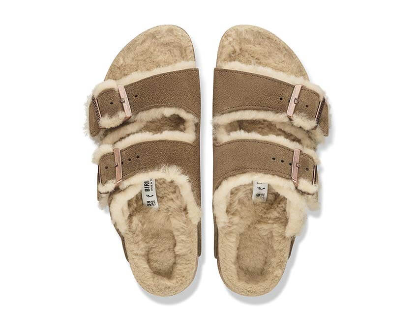 Birkenstock Arizona Shearling Suede Leather "Dark Tea"