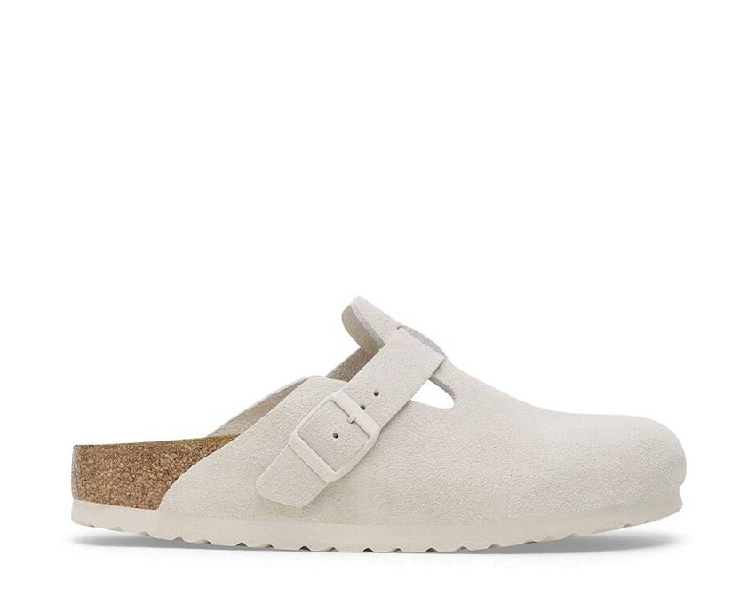 Birkenstock Boston Suede BS Soft Footbed "Antique White"