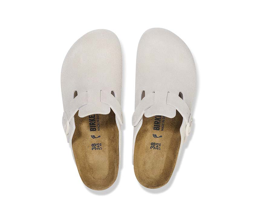 Birkenstock Boston Suede BS Soft Footbed "Antique White"