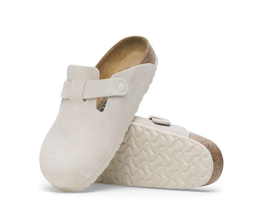 Birkenstock Boston Suede BS Soft Footbed "Antique White"