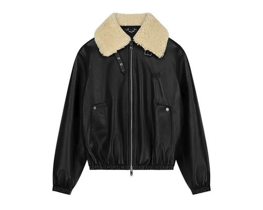 Filling Pieces Biker Jacket Shearling "Black"