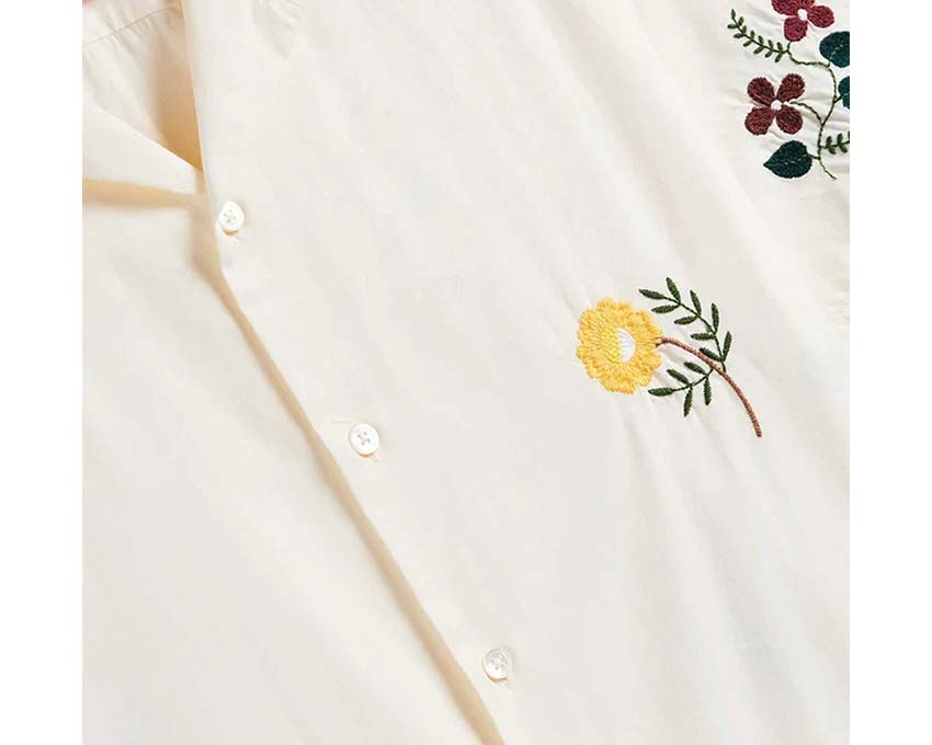 Portuguese Flannel Embroidery Flowers Shirt