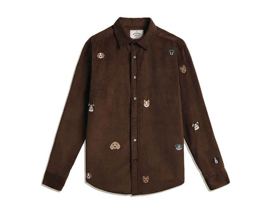 Portuguese Flannel Lobo Brown Embroidery